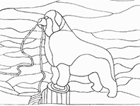 stained glass Newf on wharf